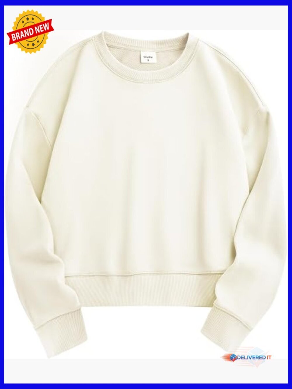 Cropped Sweatshirt Women Cotton Long Sleeve Crewneck Pullover Oversized Sweater